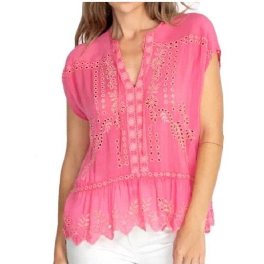 Johnny Was Clemence Blouse - bubble gum pink